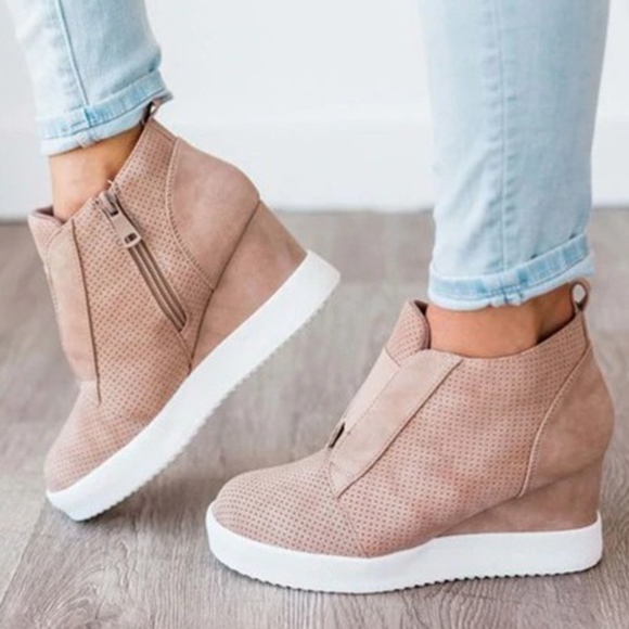 Shoes - ABBY Vegan Suede Sneakers - TAUPE